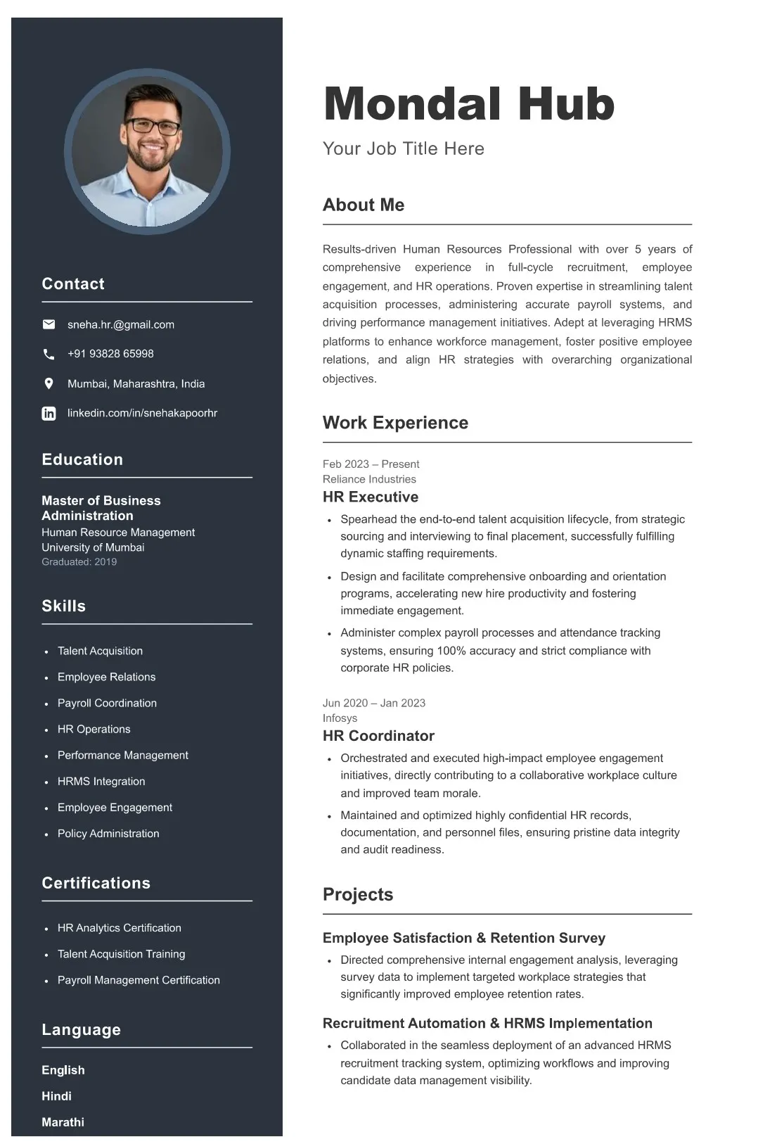 Professional Resume Framework 1